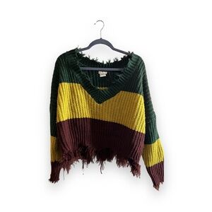 Multi-color fringe sweater | Size: small